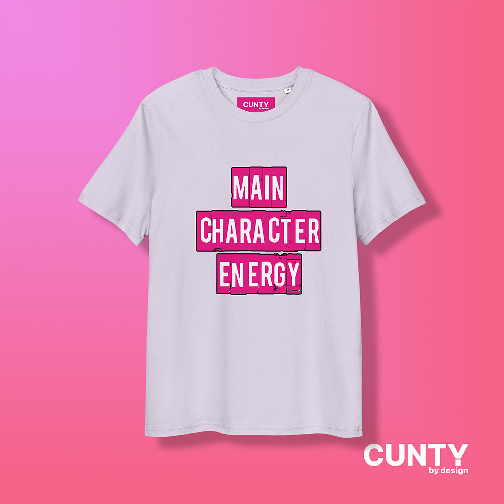 Lavender colored Main Character Energy Organic Cotton Tee β Because NPCs Are Just Background Noise | Unisex & Eco-Friendly | Cvnty by design