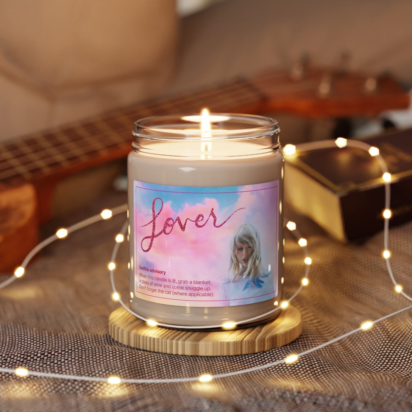 LOVER Swiftie Scented Soy Candle | Taylor Swift Inspired | Romantic Orange Spice and Smoky Fireplace Aroma | Reusable Glass jar