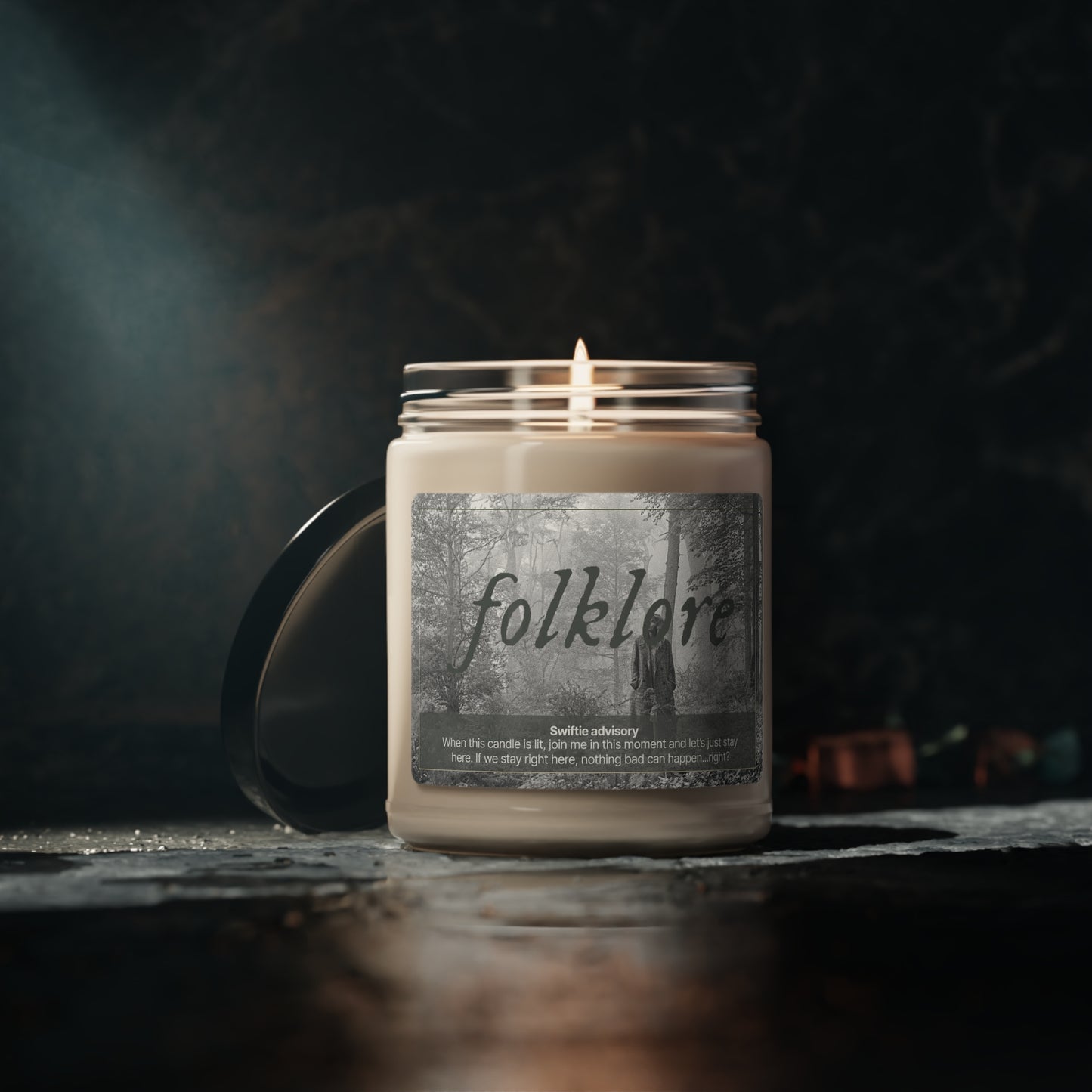 FOLKLORE Swiftie Scented Soy Candle | Taylor Swift Inspired | Mystical Sea Salt and Floral Aroma | Reusable Glass Jar