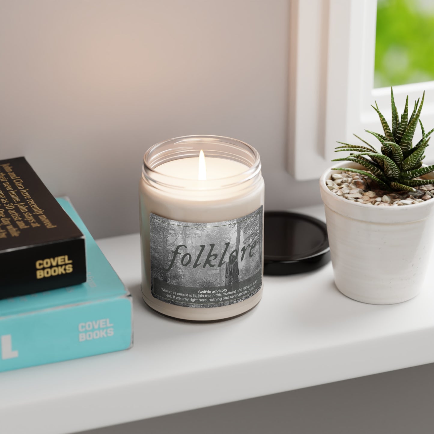 FOLKLORE Swiftie Scented Soy Candle | Taylor Swift Inspired | Mystical Sea Salt and Floral Aroma | Reusable Glass Jar