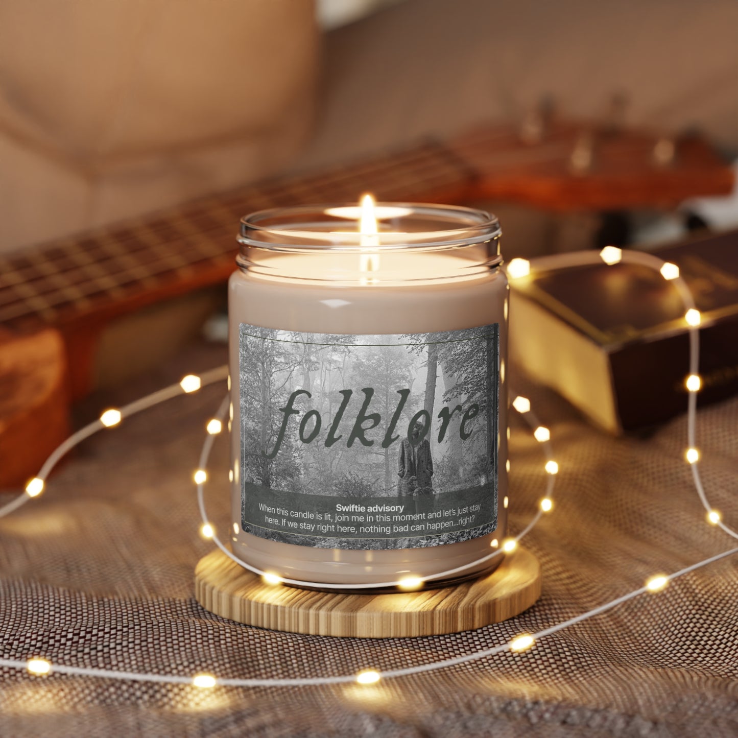 FOLKLORE Swiftie Scented Soy Candle | Taylor Swift Inspired | Mystical Sea Salt and Floral Aroma | Reusable Glass Jar